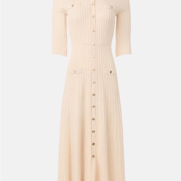 Maje Dresses & Skirts - Maje NWT Cream Sequin Specs Ribbed Knit Maxi Dress Gold Buttons US 10 (EU 42)